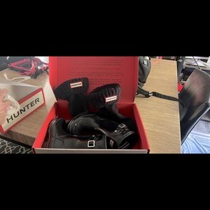 Kids size 9 hunter boots with socks